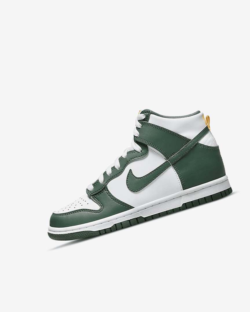 Green / Gold / White Nike Dunk High Boys\' Shoes | CA_4956