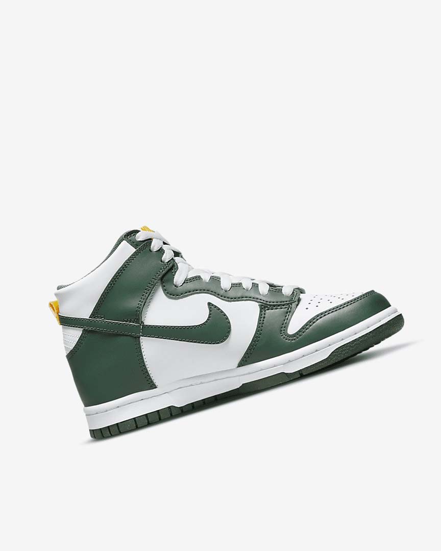Green / Gold / White Nike Dunk High Girls' Shoes | CA_5092