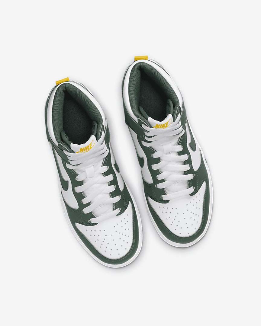 Green / Gold / White Nike Dunk High Girls' Shoes | CA_5092