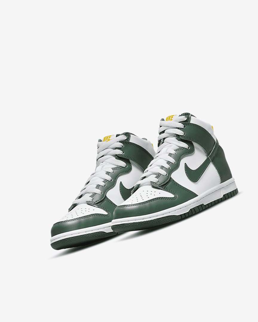 Green / Gold / White Nike Dunk High Girls' Shoes | CA_5092