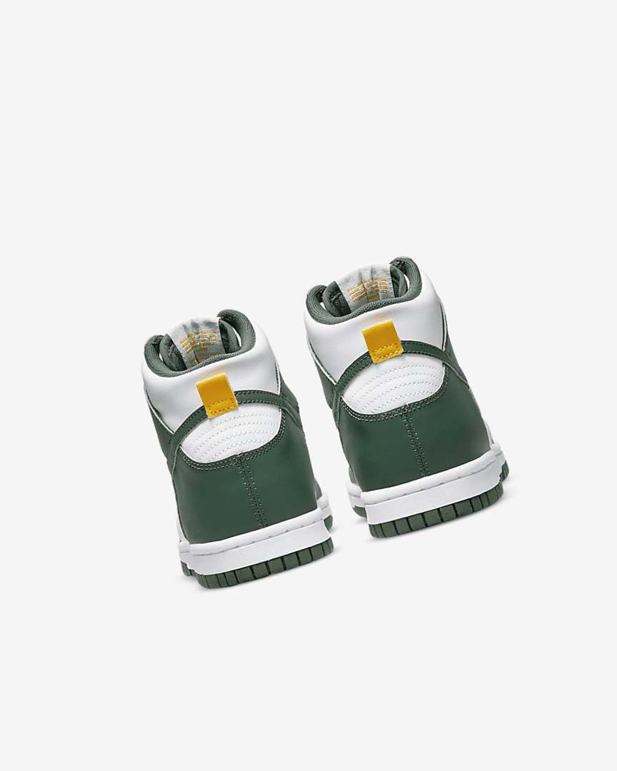 Green / Gold / White Nike Dunk High Girls' Shoes | CA_5092