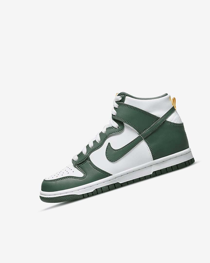 Green / Gold / White Nike Dunk High Girls\' Shoes | CA_5092