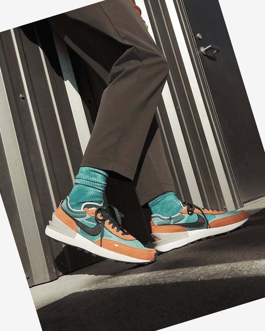 Green / Orange / Black Nike Waffle One SE Men's Sneakers | CA_5495