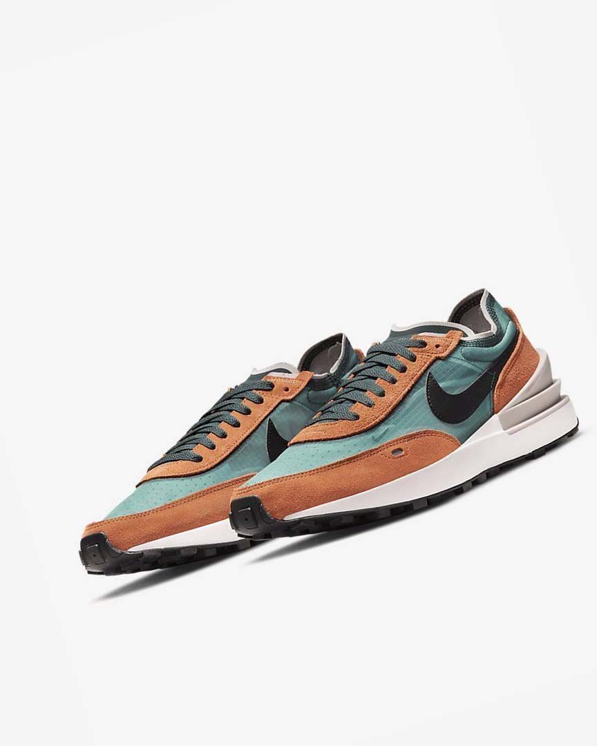 Green / Orange / Black Nike Waffle One SE Men's Sneakers | CA_5495