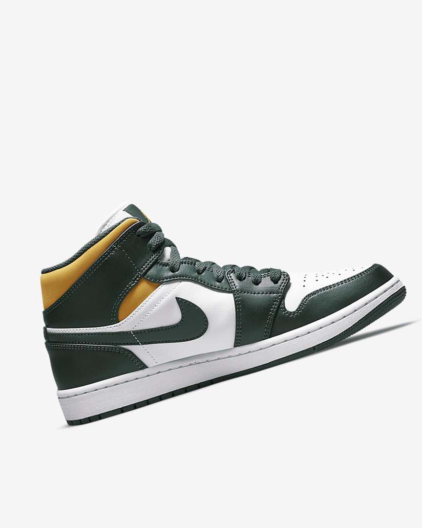Green / White Nike Air Jordan 1 Mid Men's Sneakers | CA_2797