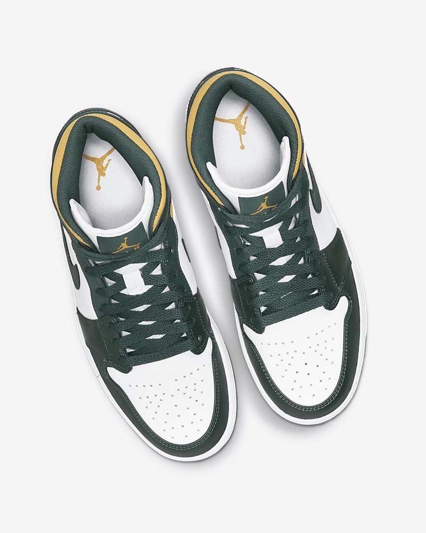 Green / White Nike Air Jordan 1 Mid Men's Sneakers | CA_2797