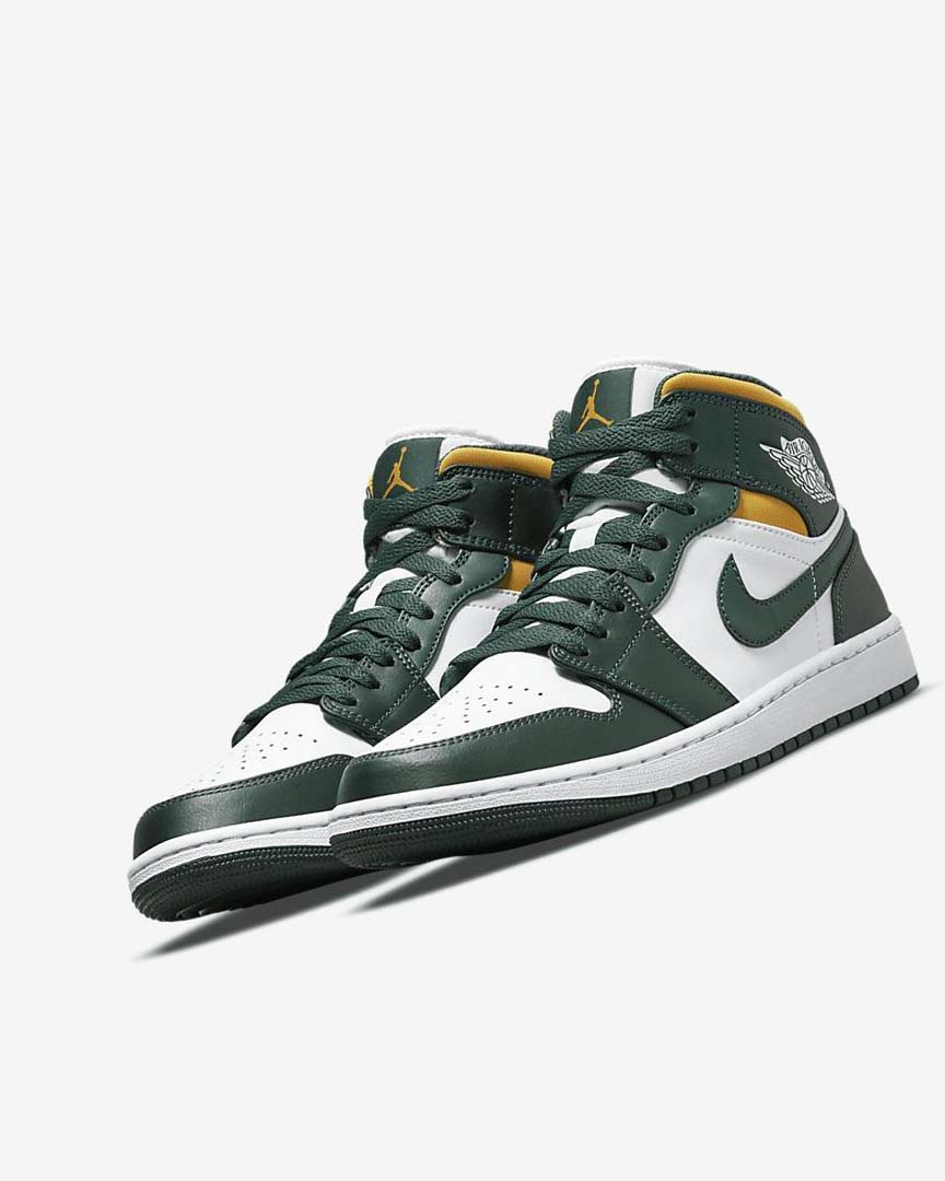 Green / White Nike Air Jordan 1 Mid Men's Sneakers | CA_2797