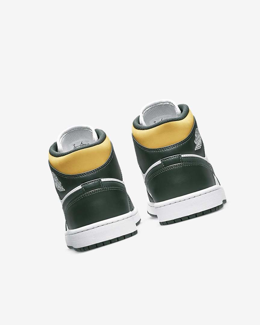 Green / White Nike Air Jordan 1 Mid Men's Sneakers | CA_2797