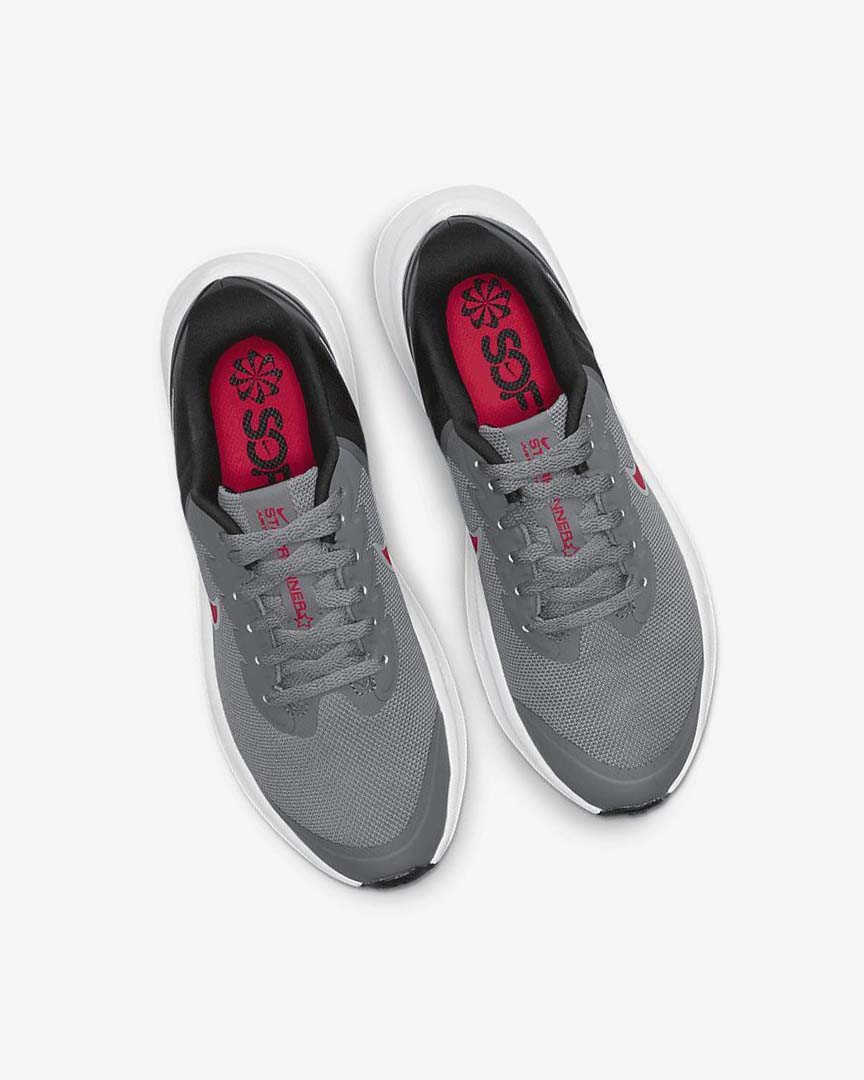 Grey / Black / Red Nike Star Runner 3 Boys' Running Shoes | CA_2490