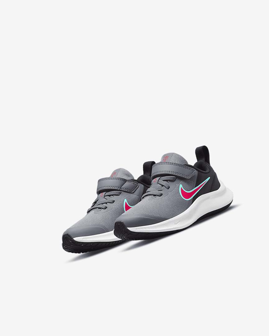 Grey / Black / Red Nike Star Runner 3 Girls' Running Shoes | CA_5227