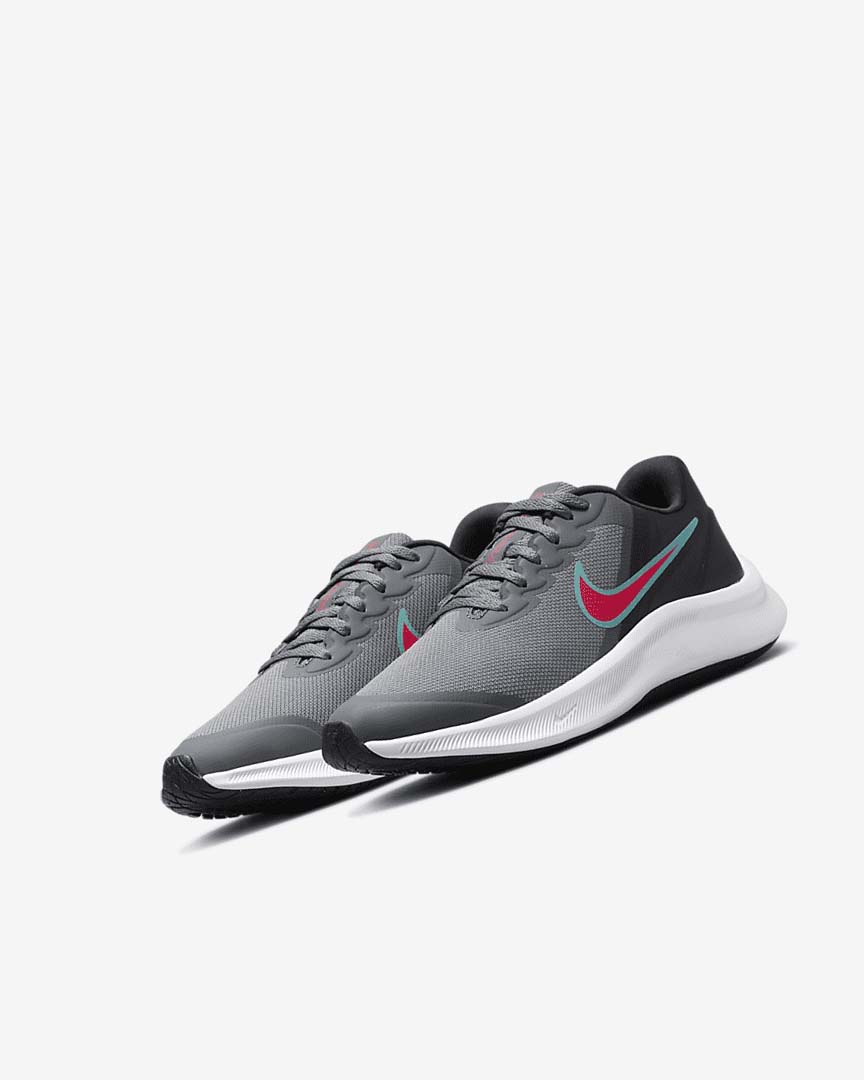 Grey / Black / Red Nike Star Runner 3 Girls' Running Shoes | CA_5345