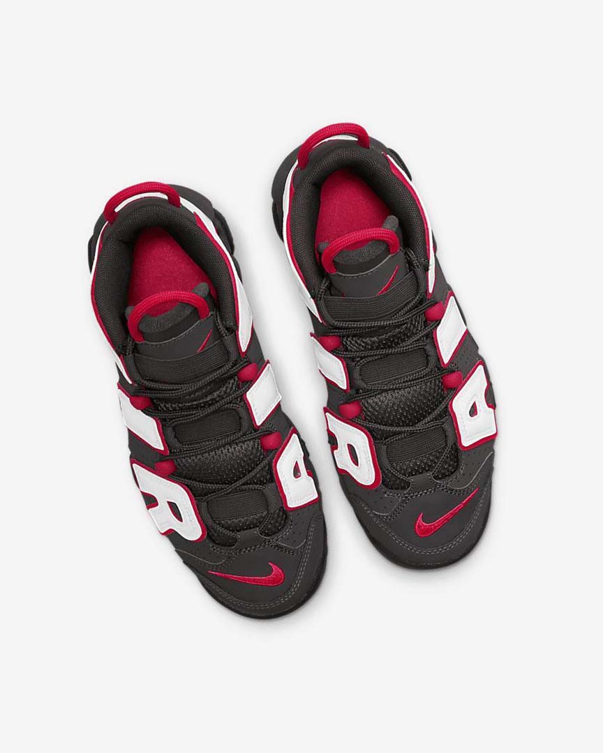 Grey / Black / Red / White Nike Air More Uptempo Boys' Basketball Shoes | CA_3144