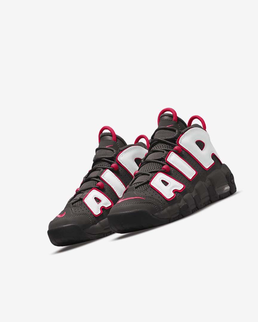 Grey / Black / Red / White Nike Air More Uptempo Boys' Basketball Shoes | CA_3144