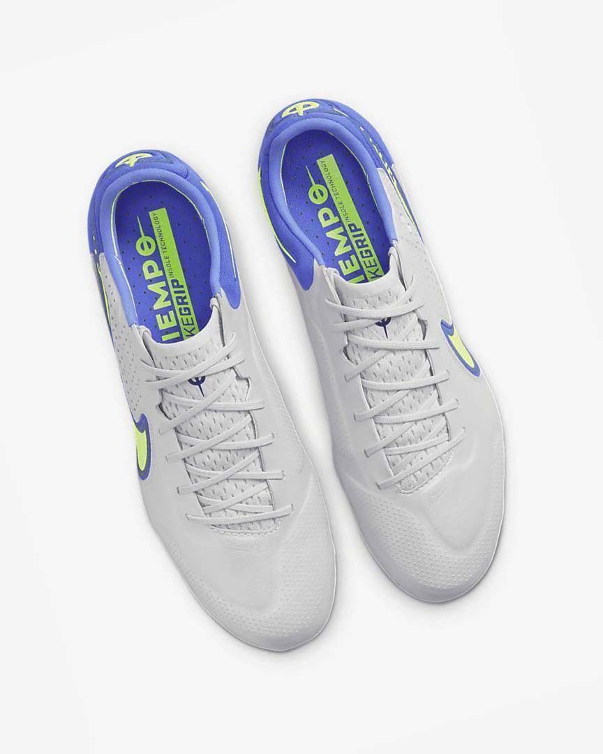 Grey / Blue Nike Tiempo Legend 9 Elite FG Men's Soccer Cleats | CA_5032