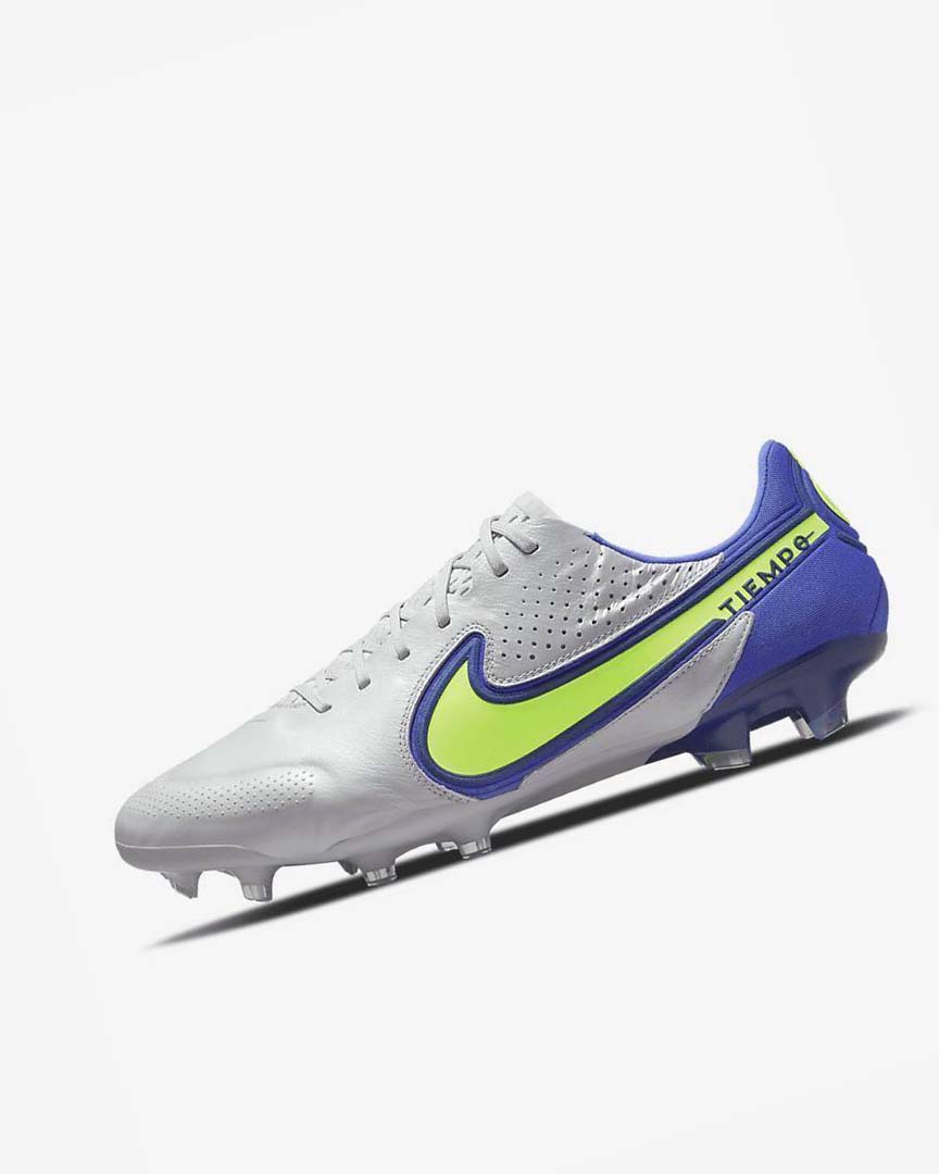 Grey / Blue Nike Tiempo Legend 9 Elite FG Men\'s Soccer Cleats | CA_5032