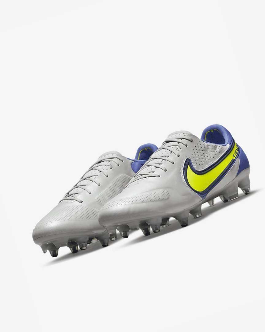 Grey / Blue Nike Tiempo Legend 9 Elite SG-Pro AC Men's Soccer Cleats | CA_1177