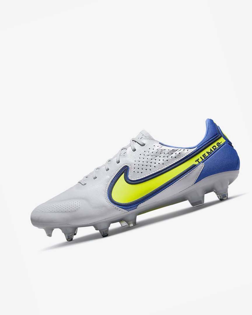 Grey / Blue Nike Tiempo Legend 9 Elite SG-Pro AC Men\'s Soccer Cleats | CA_1177