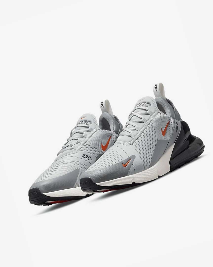 Grey / Grey / Orange Nike Air Max 270 Men's Casual Shoes | CA_2869