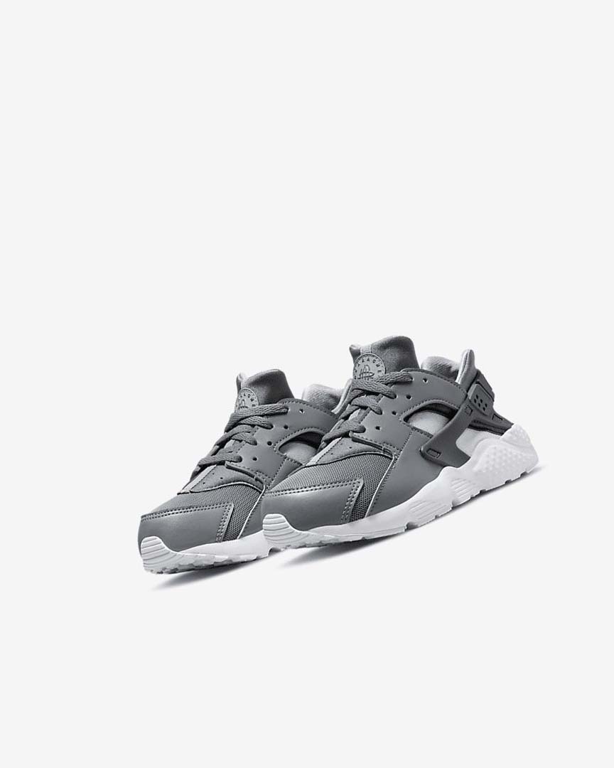 Grey / Grey / White / Grey Nike Huarache Run Boys' Shoes | CA_4700