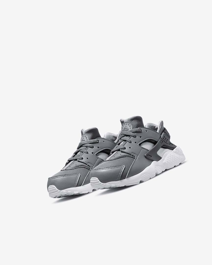 Grey / Grey / White / Grey Nike Huarache Run Girls' Shoes | CA_5439