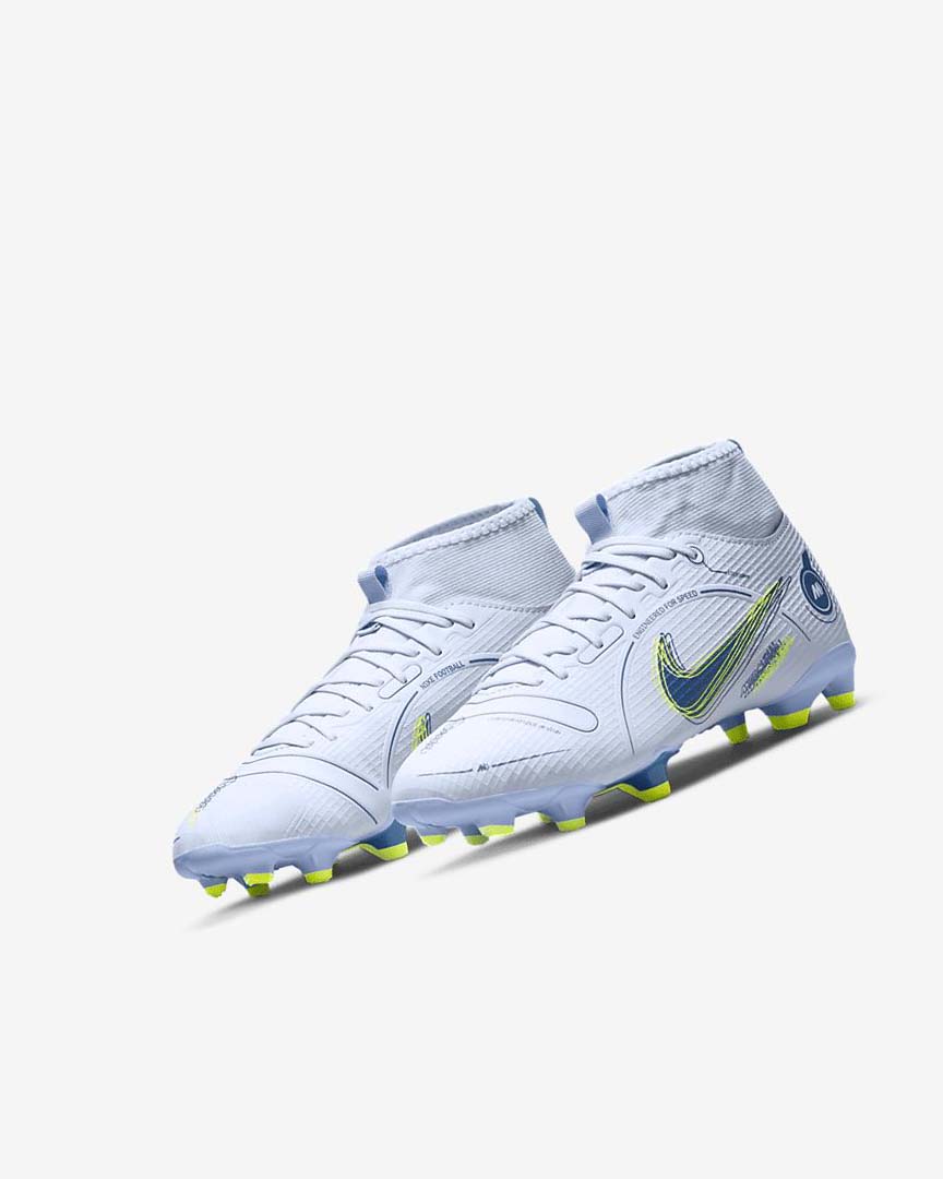 Grey / Light Blue / Blue / Blue Nike Jr. Mercurial Superfly 8 Academy MG Girls' Soccer Cleats | CA_5094
