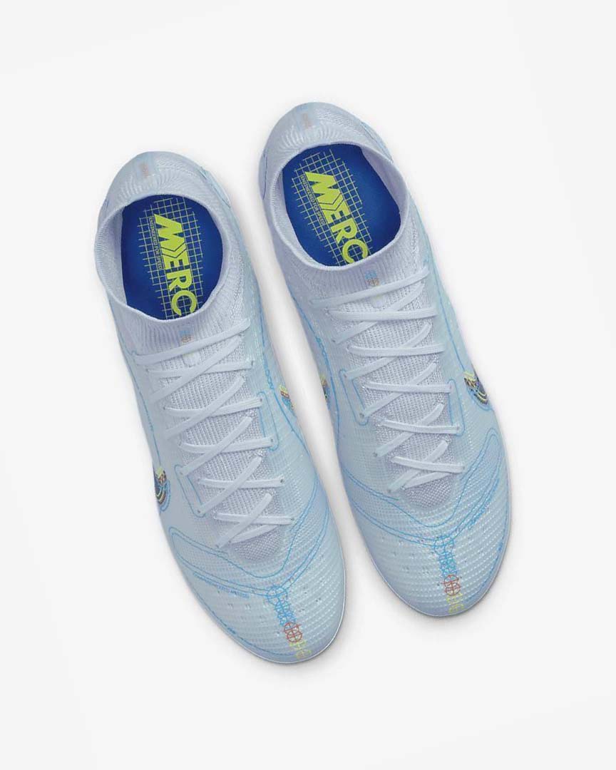 Grey / Light Blue / Blue / Blue Nike Mercurial Superfly 8 Elite FG Men's Soccer Cleats | CA_2320