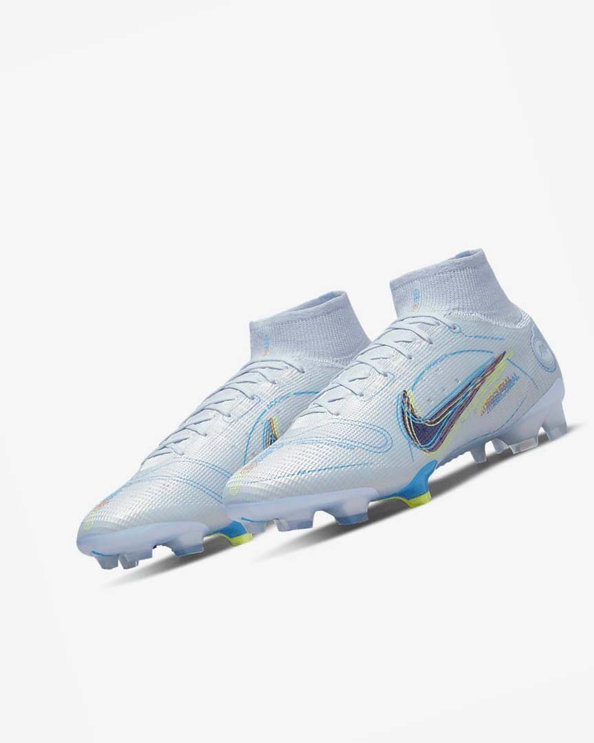 Grey / Light Blue / Blue / Blue Nike Mercurial Superfly 8 Elite FG Men's Soccer Cleats | CA_2320