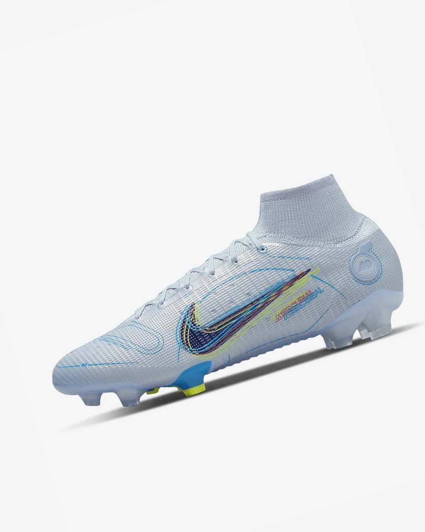 Grey / Light Blue / Blue / Blue Nike Mercurial Superfly 8 Elite FG Men\'s Soccer Cleats | CA_2320