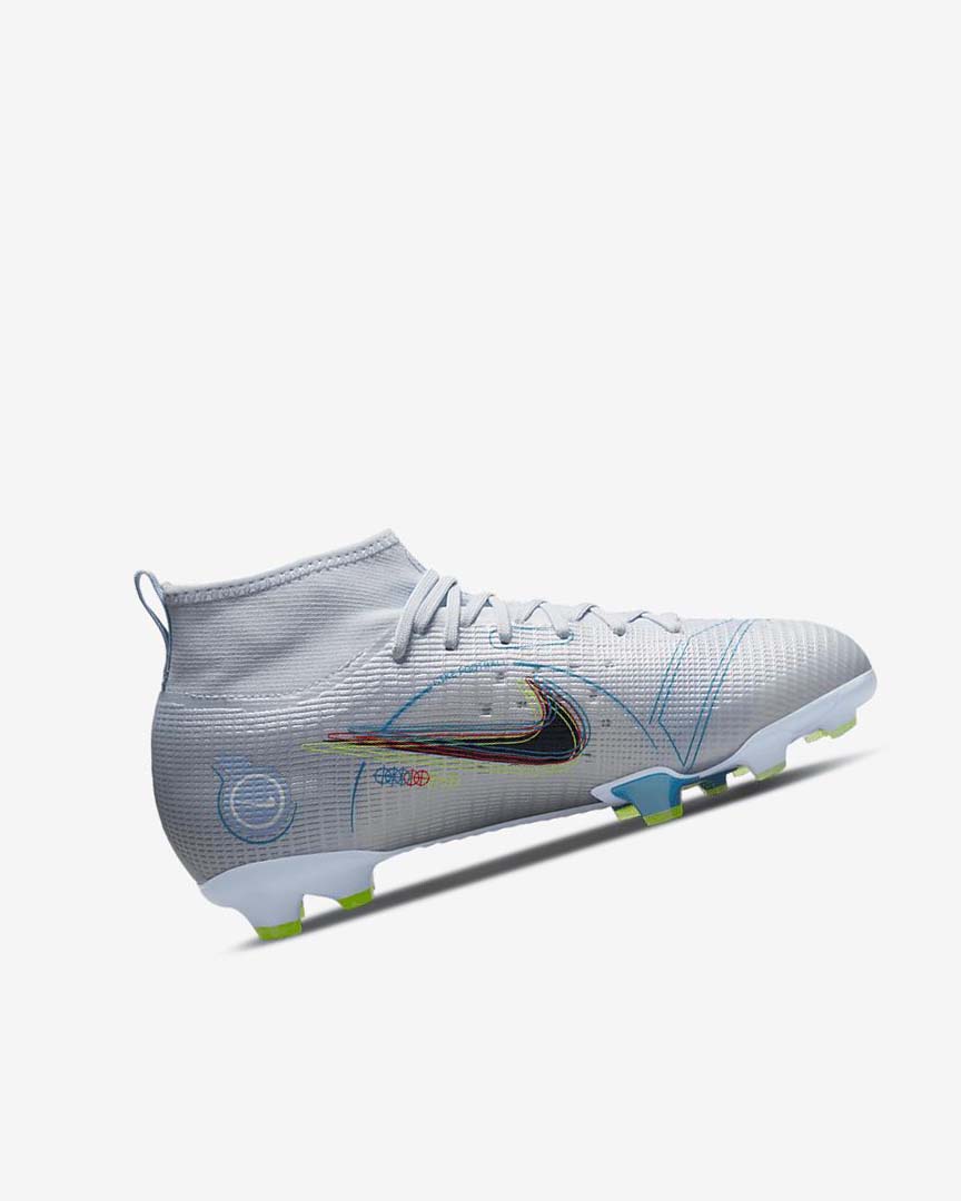 Grey / Light Blue / Blue Nike Jr. Mercurial Superfly 8 Pro FG Boys' Soccer Cleats | CA_2950