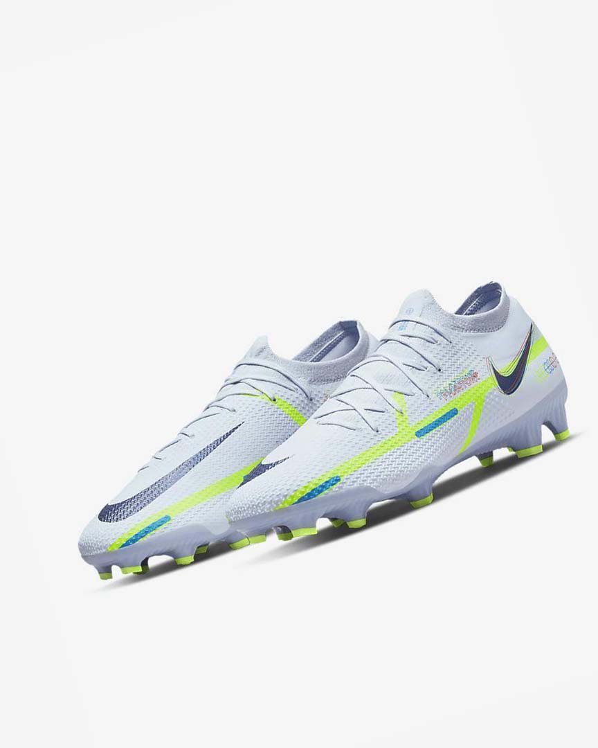 Grey / Light Blue / Blue Nike Phantom GT2 Pro FG Men's Soccer Cleats | CA_4586