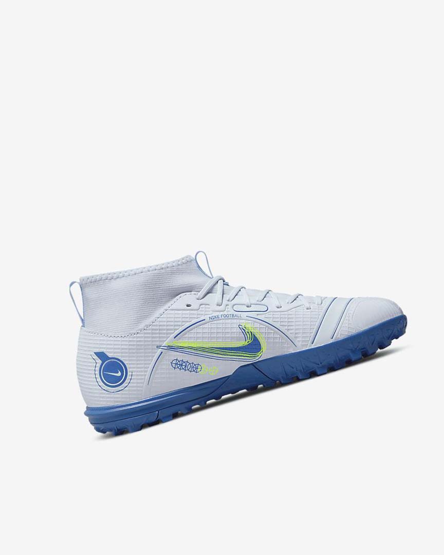 Grey / Light Blue / Dark Blue Nike Jr. Mercurial Superfly 8 Academy TF Girls' Soccer Shoes | CA_2824
