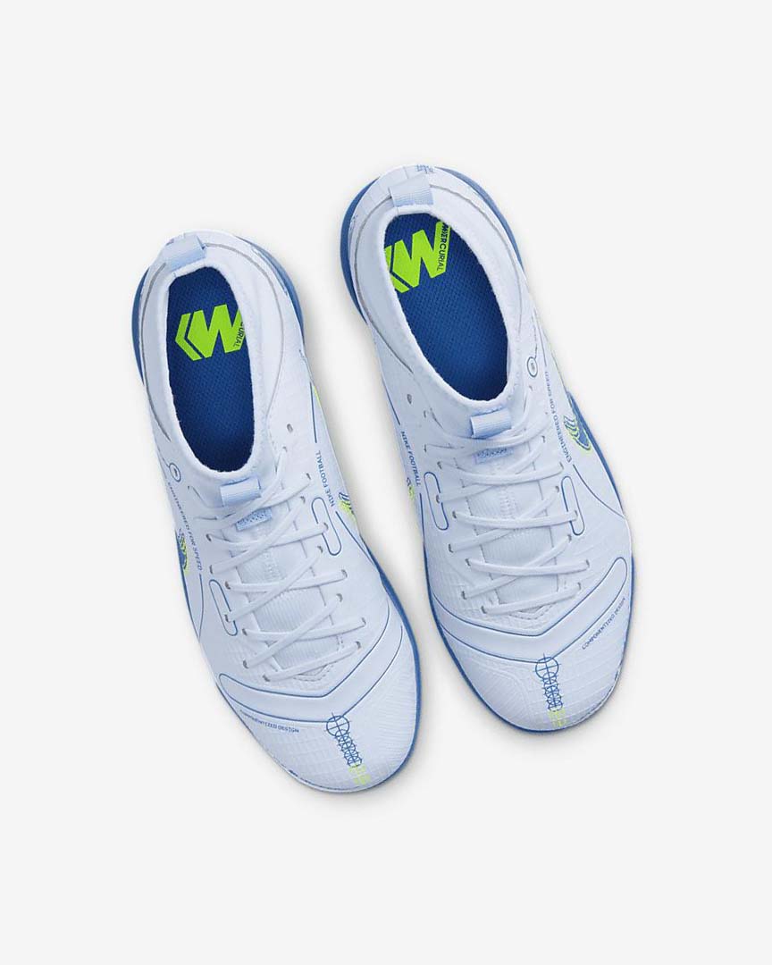Grey / Light Blue / Dark Blue Nike Jr. Mercurial Superfly 8 Academy TF Girls' Soccer Shoes | CA_2824
