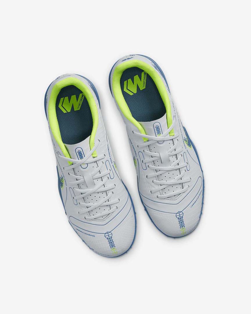 Grey / Light Blue / Dark Blue Nike Jr. Mercurial Vapor 14 Academy TF Boys' Soccer Shoes | CA_4751