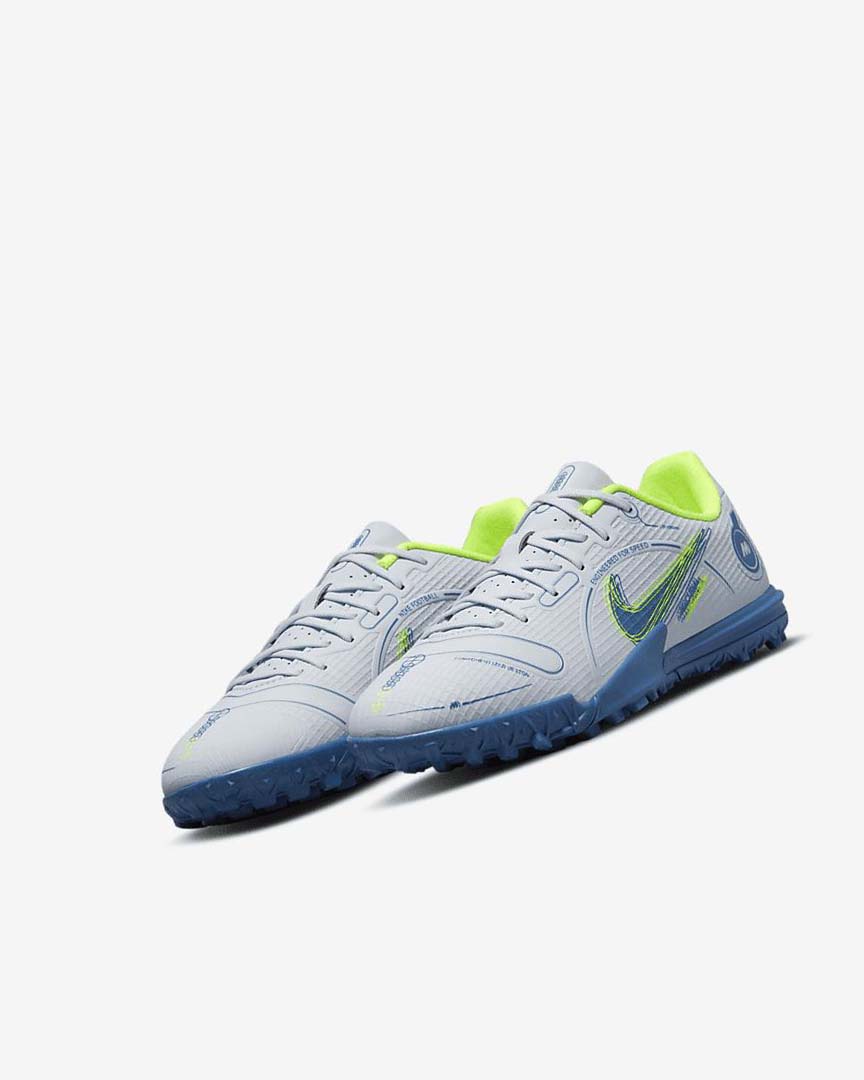 Grey / Light Blue / Dark Blue Nike Jr. Mercurial Vapor 14 Academy TF Boys' Soccer Shoes | CA_4751