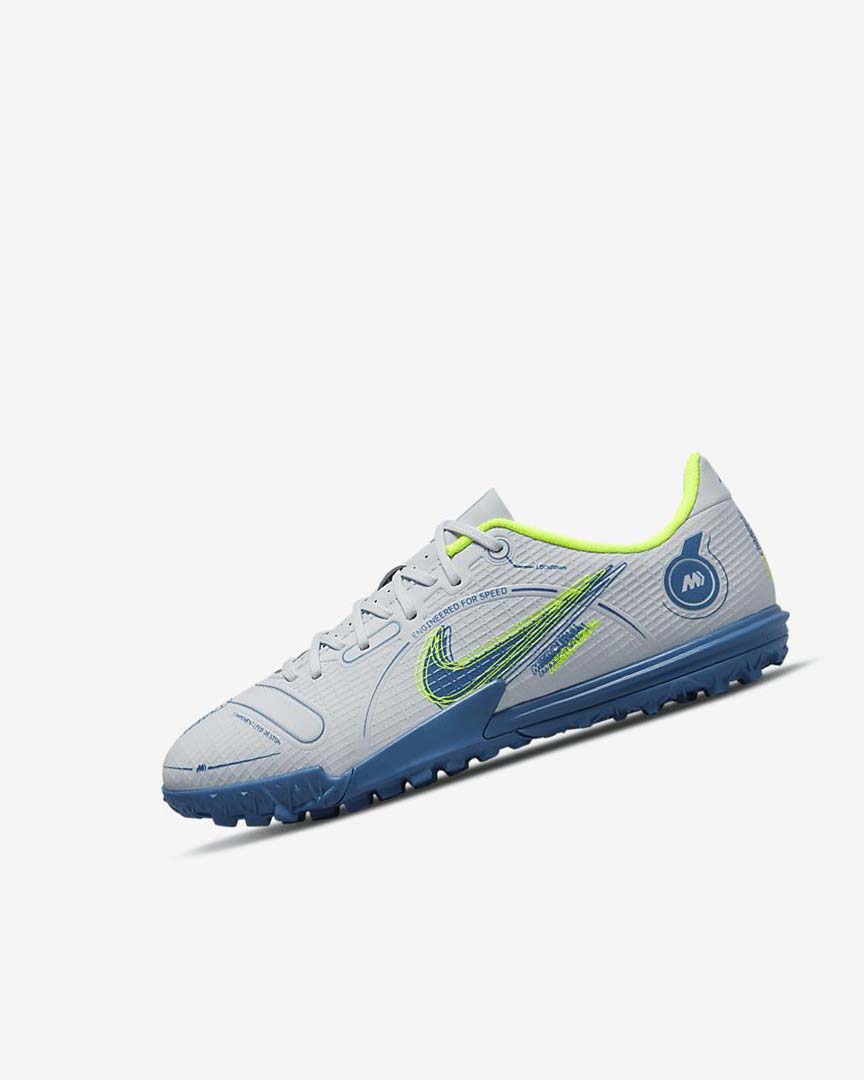 Grey / Light Blue / Dark Blue Nike Jr. Mercurial Vapor 14 Academy TF Boys\' Soccer Shoes | CA_4751