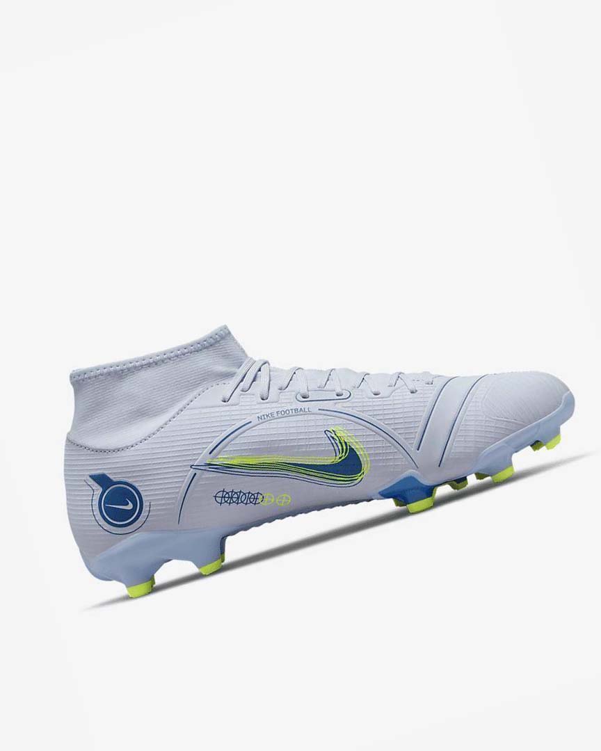 Grey / Light Blue / Dark Blue Nike Mercurial Superfly 8 Academy MG Men's Soccer Cleats | CA_2451