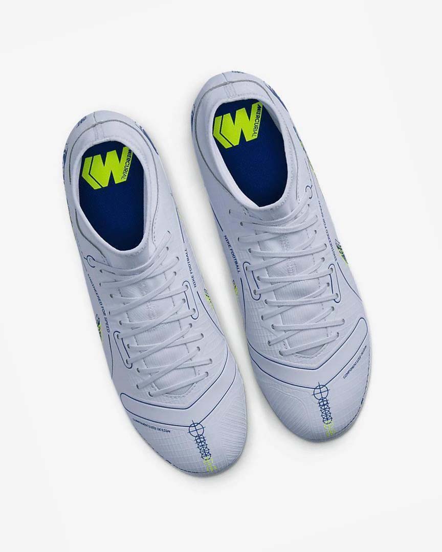 Grey / Light Blue / Dark Blue Nike Mercurial Superfly 8 Academy MG Men's Soccer Cleats | CA_2451
