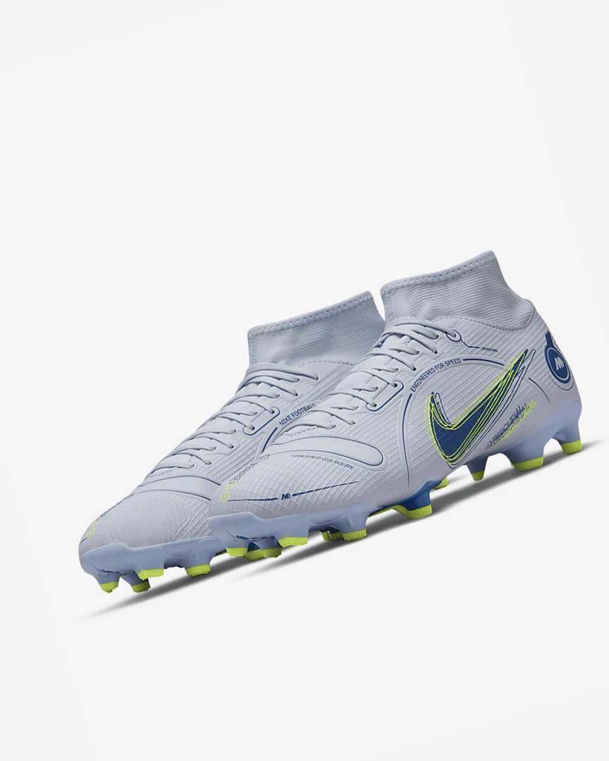 Grey / Light Blue / Dark Blue Nike Mercurial Superfly 8 Academy MG Men's Soccer Cleats | CA_2451