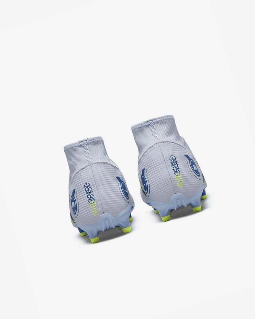 Grey / Light Blue / Dark Blue Nike Mercurial Superfly 8 Academy MG Men's Soccer Cleats | CA_2451