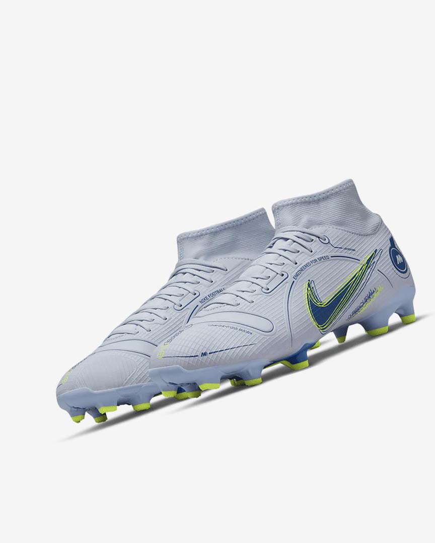 Grey / Light Blue / Dark Blue Nike Mercurial Superfly 8 Academy MG Women's Soccer Cleats | CA_3037