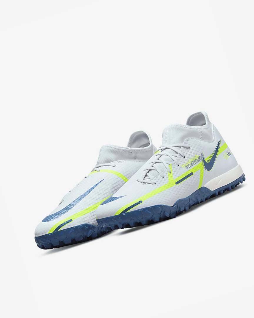 Grey / Light Blue / Dark Blue Nike Phantom GT2 Academy Dynamic Fit TF Men's Soccer Shoes | CA_2496