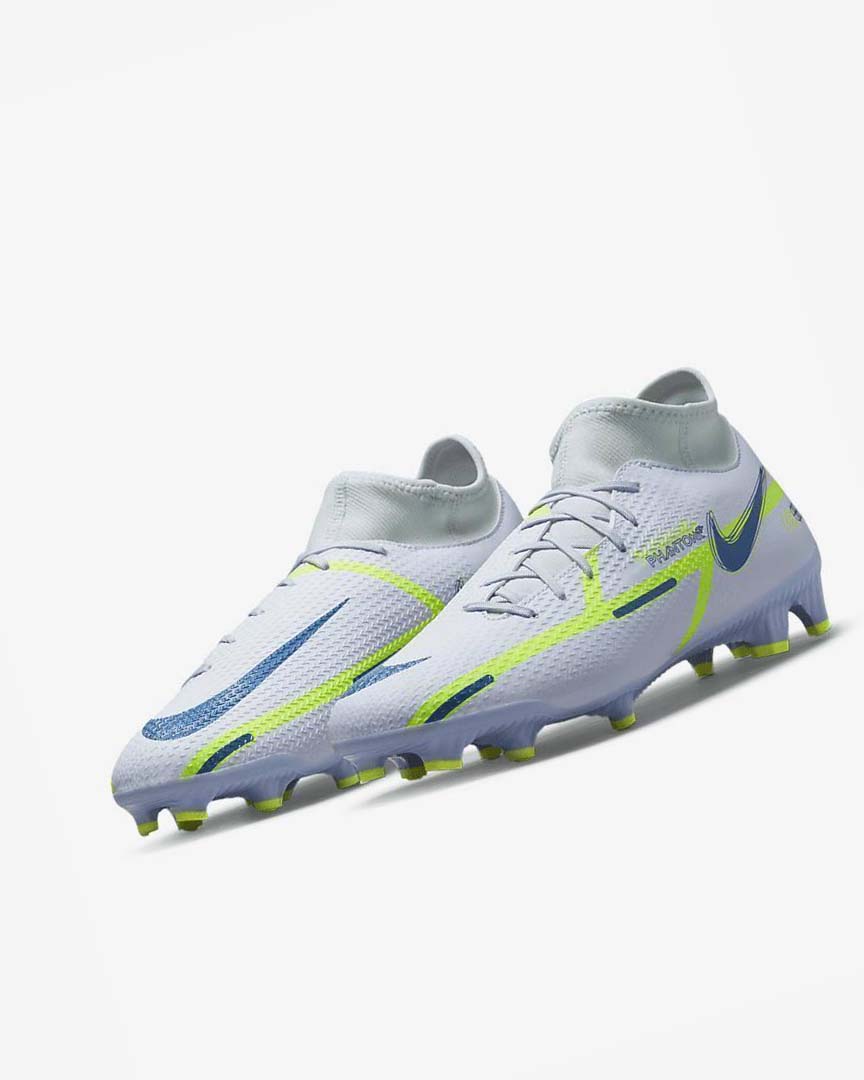 Grey / Light Blue / Dark Blue Nike Phantom GT2 Academy Dynamic Fit MG Men's Soccer Cleats | CA_2875