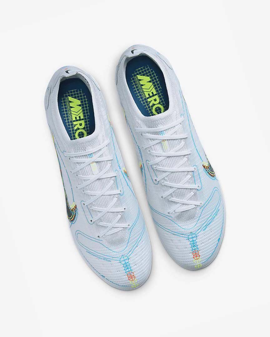Grey / Light Blue / Orange / Blue Nike Mercurial Vapor 14 Elite AG Men's Soccer Cleats | CA_3169