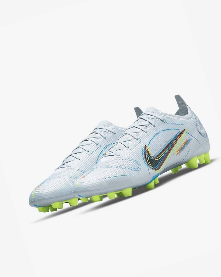 Grey / Light Blue / Orange / Blue Nike Mercurial Vapor 14 Elite AG Men's Soccer Cleats | CA_3169