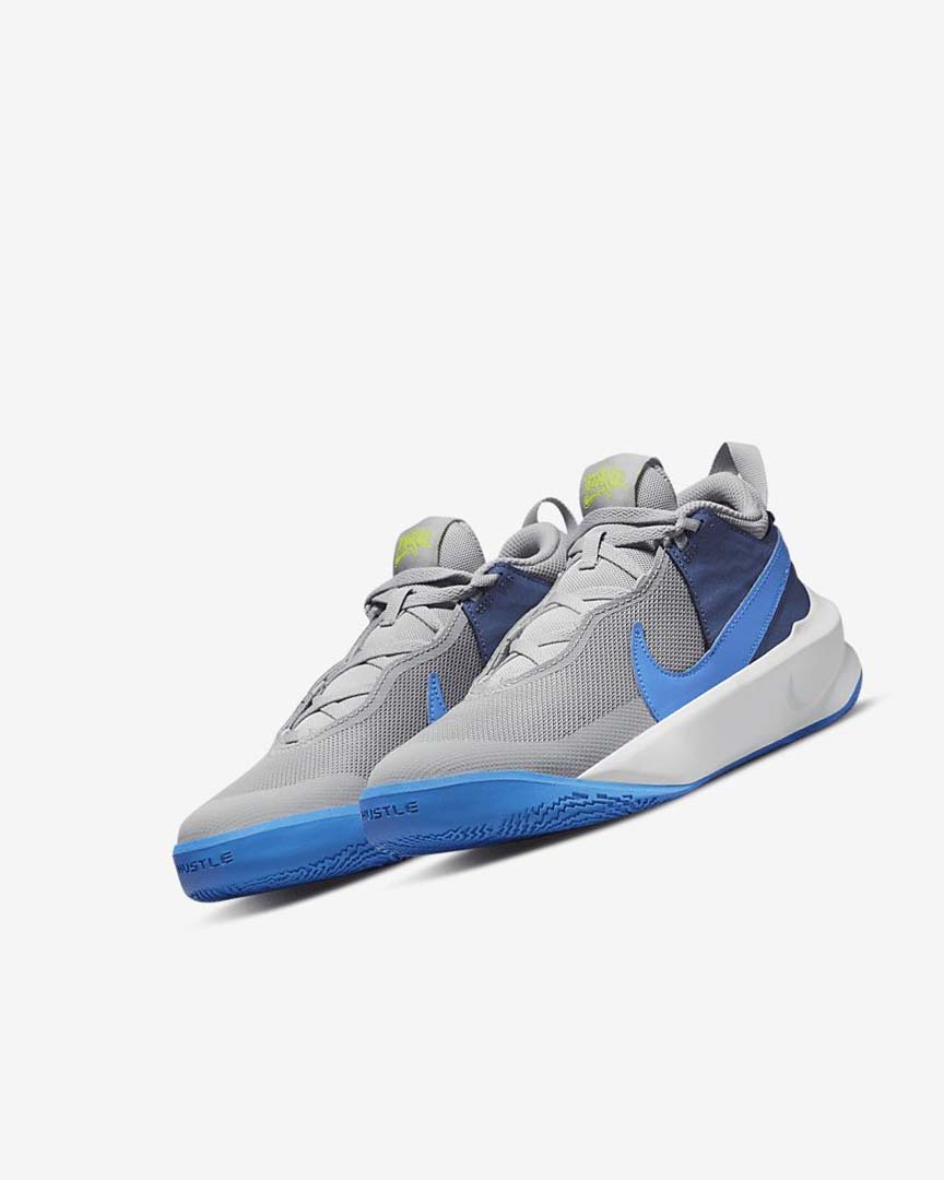 Grey / Navy / Green / Blue Nike Team Hustle D 10 Girls' Basketball Shoes | CA_5003