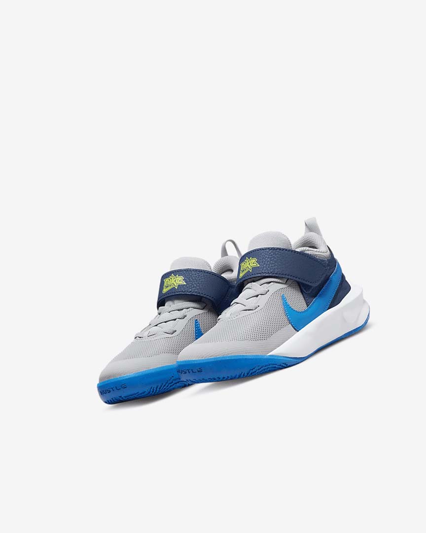 Grey / Navy / Green / Blue Nike Team Hustle D 10 Girls' Basketball Shoes | CA_5283