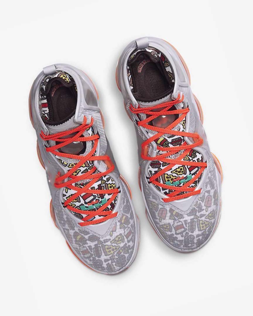 Grey / Orange / Light Red / Green Nike LeBron 19 Men's Basketball Shoes | CA_4736