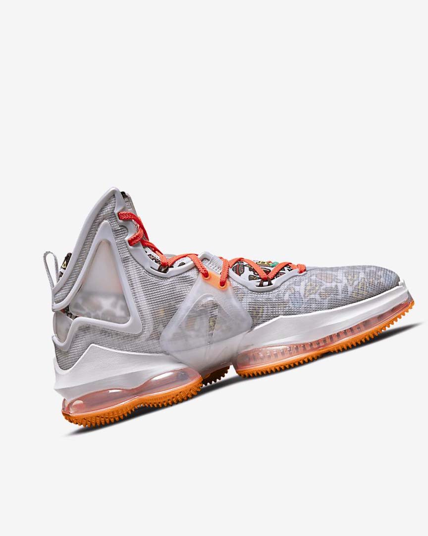Grey / Orange / Light Red / Green Nike LeBron 19 Women's Basketball Shoes | CA_5544
