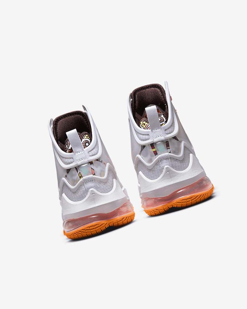 Grey / Orange / Light Red / Green Nike LeBron 19 Women's Basketball Shoes | CA_5544