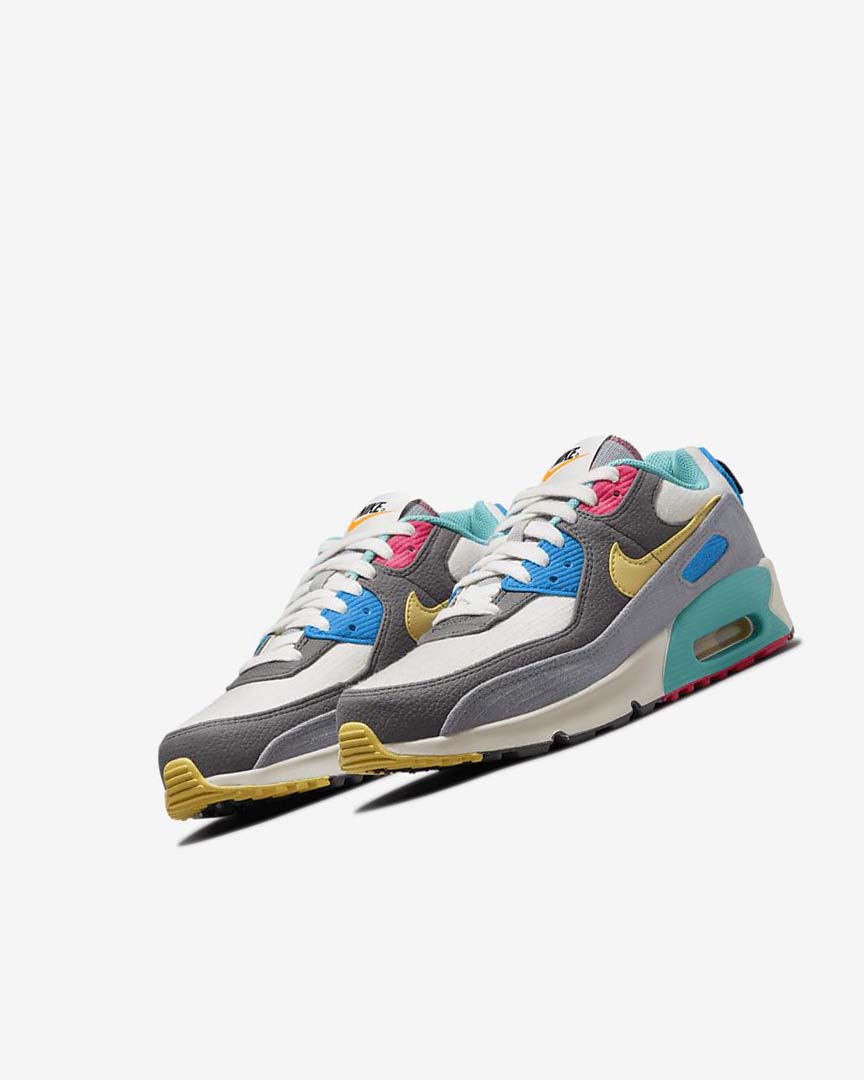Grey / Pink Nike Air Max 90 Boys' Casual Shoes | CA_3275